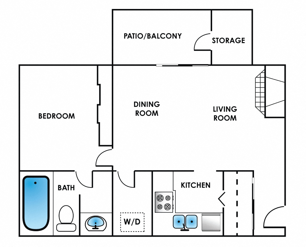 One Bedroom Floor Plan at Bonterra Lakeside Apartments, Colorado Springs, Colorado